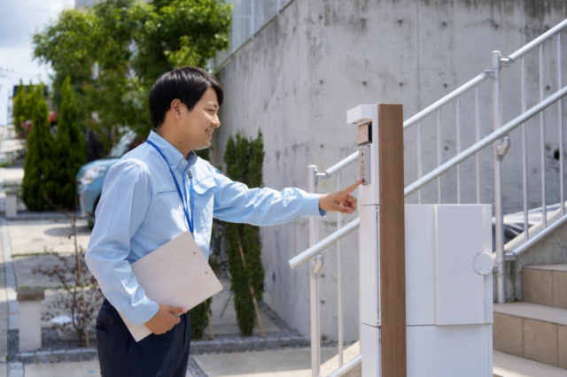 LPガス社員とお客様宅インターホン